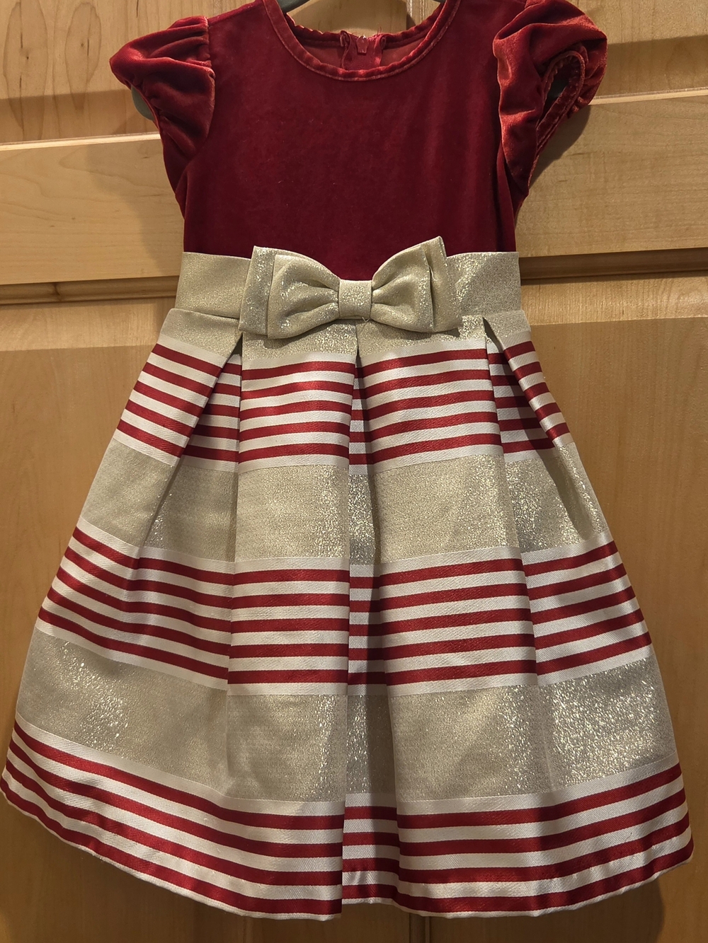 Bonnie Jean Red and Gold Holiday Party Dress with Bow